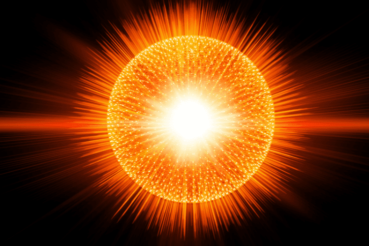 3D Illustration Atom Nucleus Explosive Break Apart Release Energy and Radiation Light Science Illustration Concept